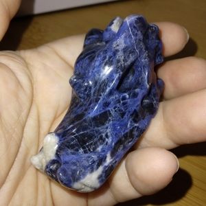 Sodalite crystal dragon head carving